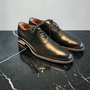 Men Vintage Leather Black Oxfords By Oliver Sweeney Size 9.5. MADE IN ITALY